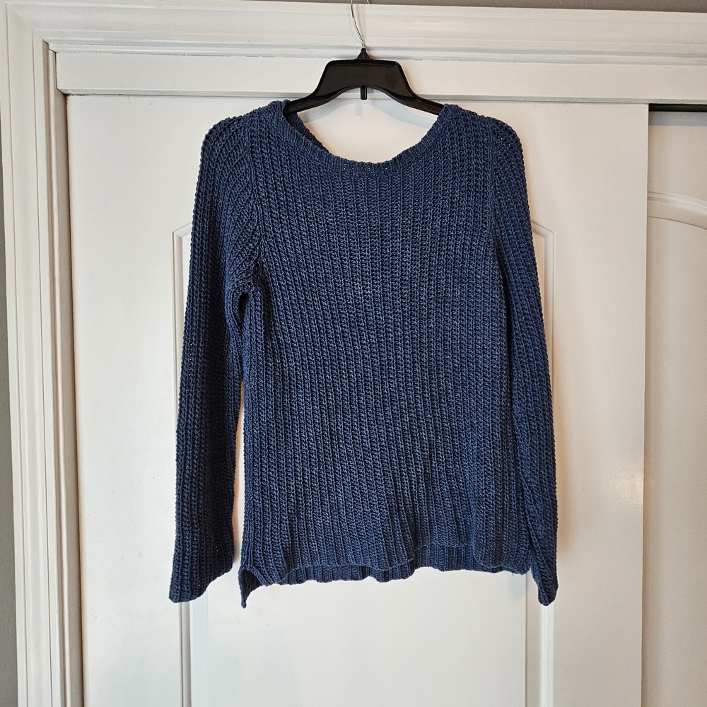 Lauren Jeans Co Ralph Lauren Sweater Blue Women Large Knit Pullover Ribbed *Flaw